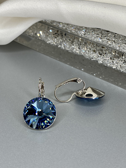 Серьги RIVOLI 14mm с австрийскими кристаллами denim