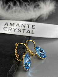 Серьги RIVOLI 12 с австрийскими кристаллами aquamarine Au 3