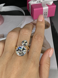 Кольцо KR JANINE crystal желтое золото 4