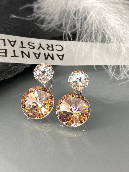 Серьги Roncato 14мм с австрийскими кристаллами vintage rose/crystal