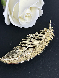 Брошь BluC Перо Au микроциркон 2