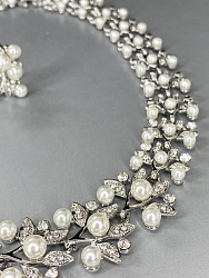 Комплект колье и серьги BluC жемчуг покрытие белый родий 1