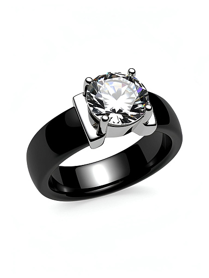 Кольцо керамика Brill черное 19р