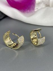 Серьги кольца россыпь (циркон) Au	 4