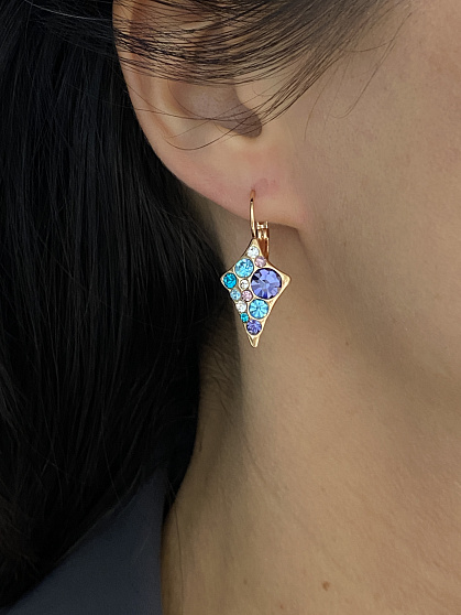 Серьги Rivolo Romb tanzanite mix Au с переливающимся оттенком