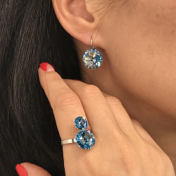 Серьги RIVOLI 14mm с австрийскими кристаллами aquamarine 2