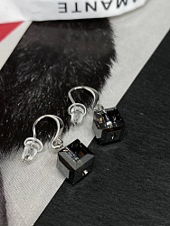 Серьги KR Kora 7mm silver night (крючок) 2