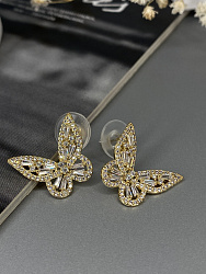 Серьги Бабочки mini с Цирконами crystal Au 2
