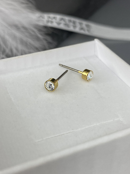 Пусеты Lera 3 mm crystal Au