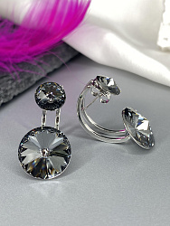 Серьги KR Roncato 14мм с австрийскими кристаллами silver night 2