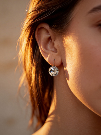 Серьги RIVOLI 12 mm с австрийскими кристаллами crystal