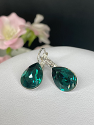 Серьги Patrice 14mm с австрийскими кристаллами emerald 1