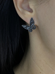 Серьги бабочки mini Циркон jet 1