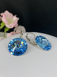 Серьги RIVOLI 18mm с австрийскими кристаллами aquamarine 1