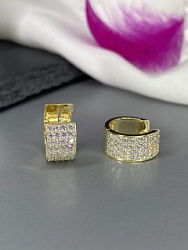 Серьги кольца россыпь (циркон) Au	 2