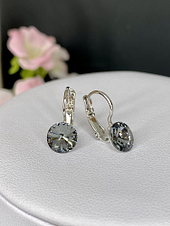 Серьги RIVOLI 8mm с австрийскими кристаллами silver night 1