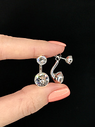 Серьги-гвоздики KR Assol 2в1 crystal повседневные 2