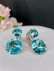 Серьги Roncato 14мм с австрийскими кристаллами lt turquoise 1