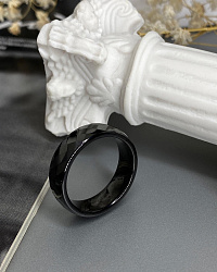 Кольцо Керамика (грани) 18 черное 2