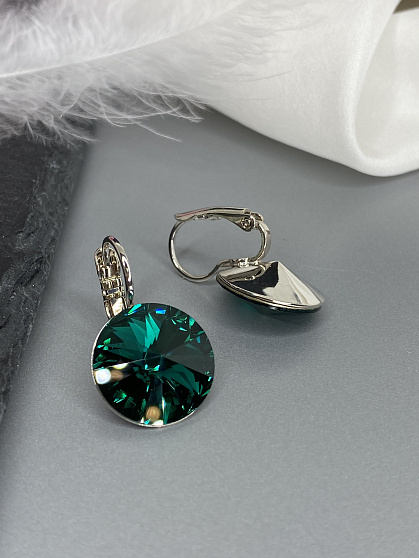 Серьги RIVOLI 14 mm emerald