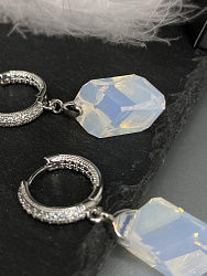 Серьги Кубист 22мм white opal 3