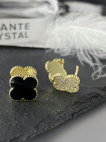 Серьги Klever crystal/jet Au