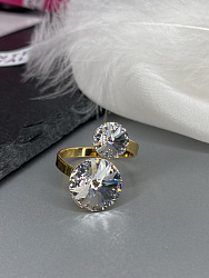 Кольцо JANINE crystal покрытие желтое золото 3