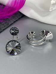 Серьги KR Roncato 14мм с австрийскими кристаллами silver night 3