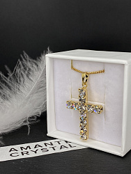 Подвеска крест KROW crystal Au 4