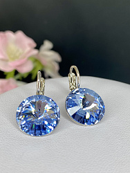 Серьги RIVOLI 14mm с австрийскими кристаллами light sapphire 1