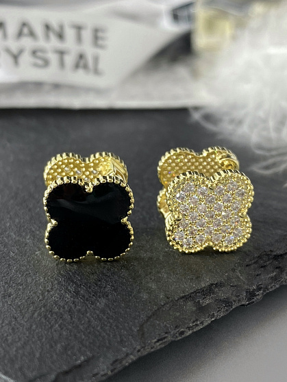Серьги Klever crystal/jet Au