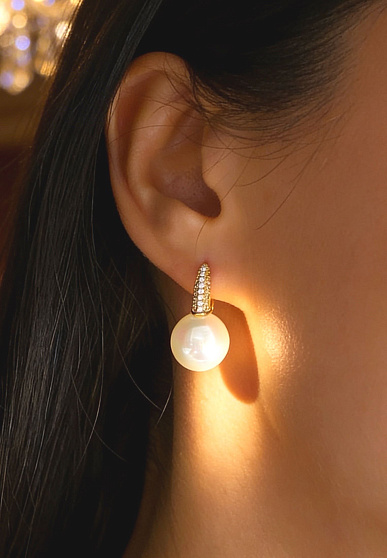 Серьги жемчуг со стразами Au