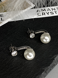 Серьги KR Assol 2в1 жемчуг 3