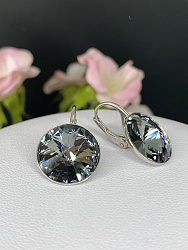 Серьги Rivoli 14mm с австрийскими кристаллами Ag silver night 1