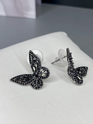 Серьги бабочки mini Циркон jet 2