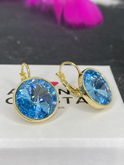 Серьги KR Rivoli 16mm aquamarine Au