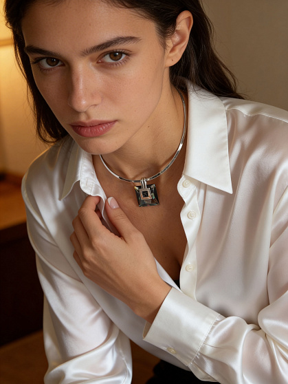 Колье Обруч silver night квадрат