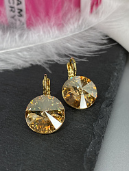 Серьги RIVOLI 14mm с австрийскими кристаллами gold Au 2
