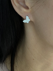 Серьги Бабочки двусторонние crystal/white  2