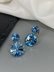 Серьги Roncato 14мм с австрийскими кристаллами aquamarine 2