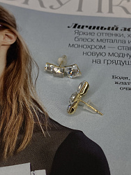 Серьги Square каффы crystal Au 2