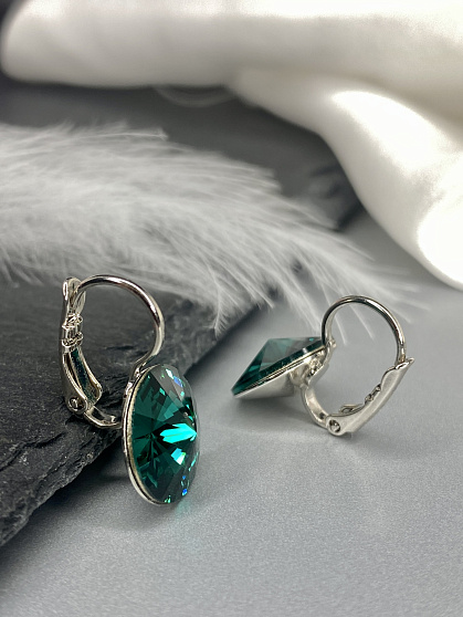Серьги RIVOLI 12 с австрийскими кристаллами emerald