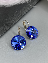 Серьги RIVOLI 14mm с австрийскими кристаллами sapphire 3