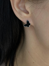 Серьги Бабочки двусторонние crystal/jet 1