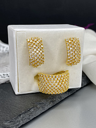 Серьги DAZZ Celeby crystal английский замок покрытие желтое золото 4