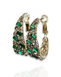 Серьги KR Fashion Baget emerald (англ. замок)