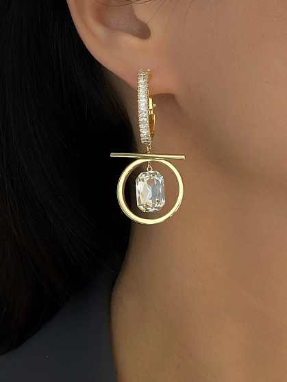 Серьги Capri/baget Asimetria crystal Au
