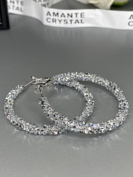 Серьги IREN кольца россыпь crystal 4,5см 1