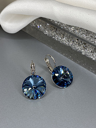 Серьги RIVOLI 14mm с австрийскими кристаллами denim 2
