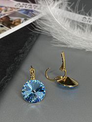 Серьги RIVOLI 14mm с австрийскими кристаллами aquamarine Au 3